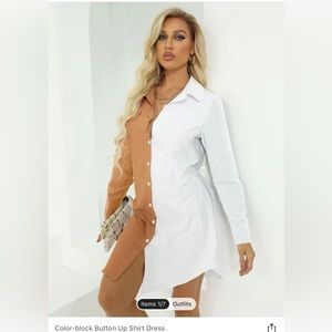 SHEIN color block shirt dress
